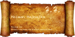 Heiman Hajnalka névjegykártya